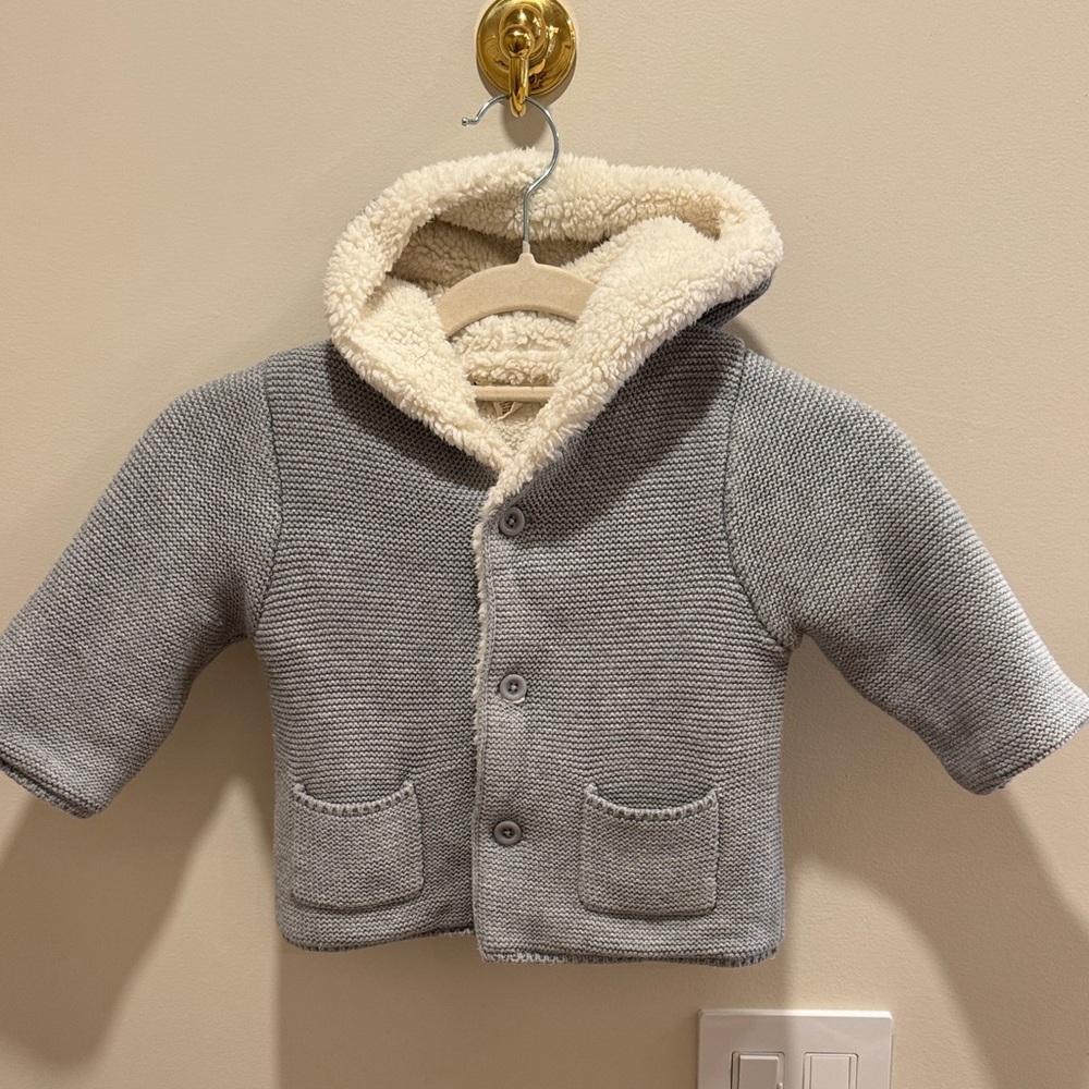 HATLEY fleece lined knit hooded jacket Cozy Gray Baby